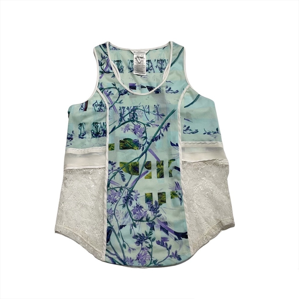 BCBGeneration Sheer Lightweight Patterned Lace Sleeveless Blouse Tank Top Medium